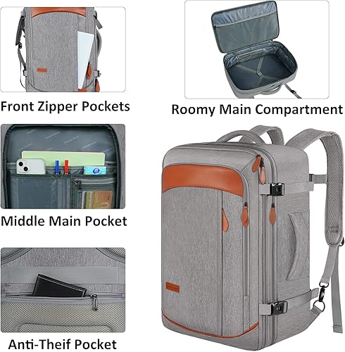 Miniatura 4 de Mochila de transporte, mochila extra grande de 40 L aprobada por aerolíneas con 3 cubos de embalaje para mujeres y hombres, resistente al agua,