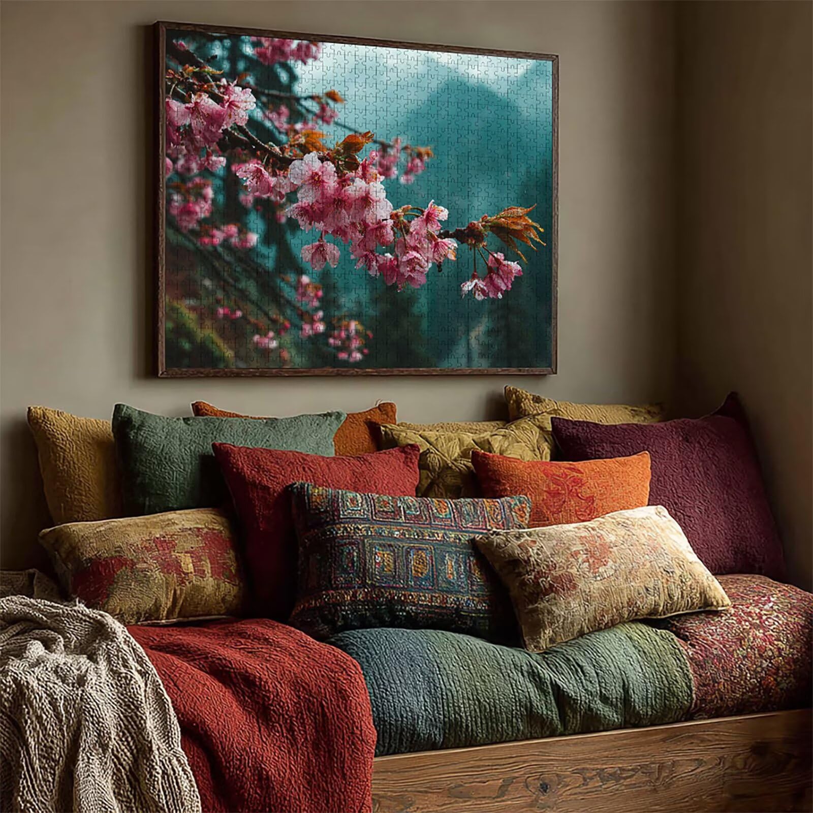 Puzzle Arte con Scatola Rosa, Flower Puzzle Legno 5000 Pezzi Adulti 156x105cm, Attività di Intrattenimento ad Alta Difficoltà, DIY Classici Gioco, Jigsaw Per Tutta La Famiglia, Estate Regalo, 2-1184