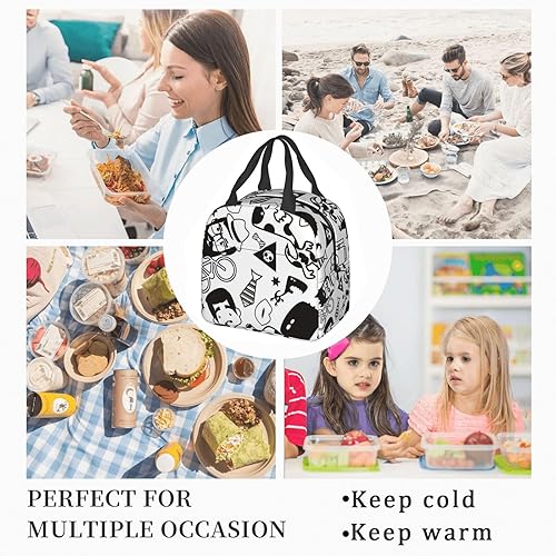 Miniatura 5 de Bolsa de almuerzo para niños y niñas, bolsa de almuerzo escolar, lonchera reutilizable con aislamiento, tela impermeable duradera, aislamiento de