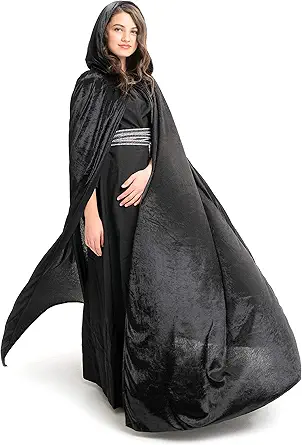 Little Adventures Deluxe Velvet Adult Cloak Cape with Lined Hood - Machine Washable Durable Cosplay Party Costume