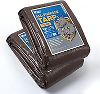 Vista 120 de GUARD SHIELD Lona beige resistente impermeable de 12 x 16 pies para exteriores, lona gruesa resistente a los rayos UV con ojales, 25/64 pulgadas