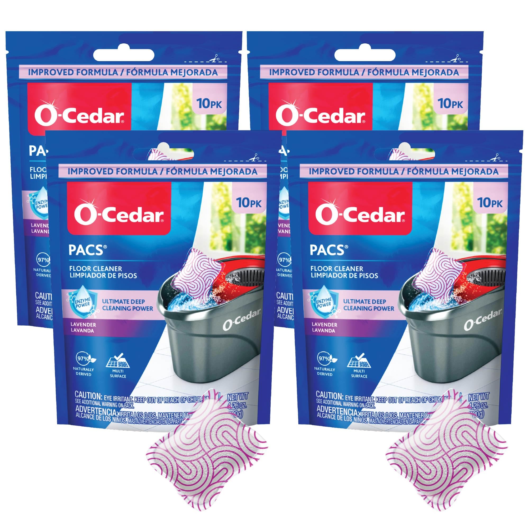 O-Cedar Floor Cleaning 40ct Pacs Lavender Scent 10ct (4-Packs)