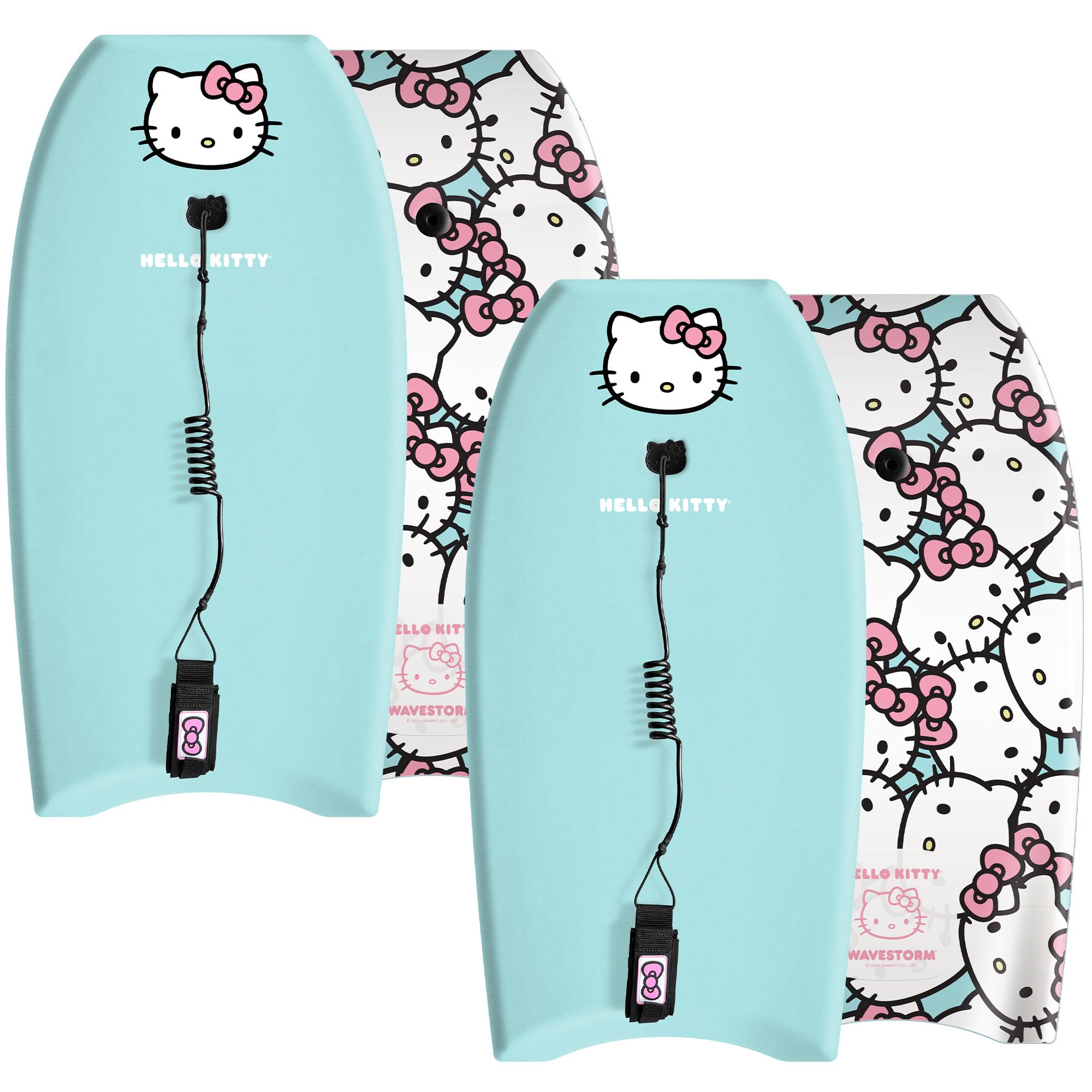 Wavestorm Hello Kitty Bodyboard, 91,4 cm, grafisches Oberdeck mit hochdichter glatter Unterseite, Schaumstoff-Konstruktion mit Zubehör, inklusive verbesserter Spiral-Leine, 2 Stück