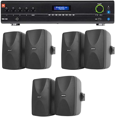JBL VMA1120 Mezcladoramplificador Bluetooth de 70 V comercialrestaurante + 6 altavoces de pared