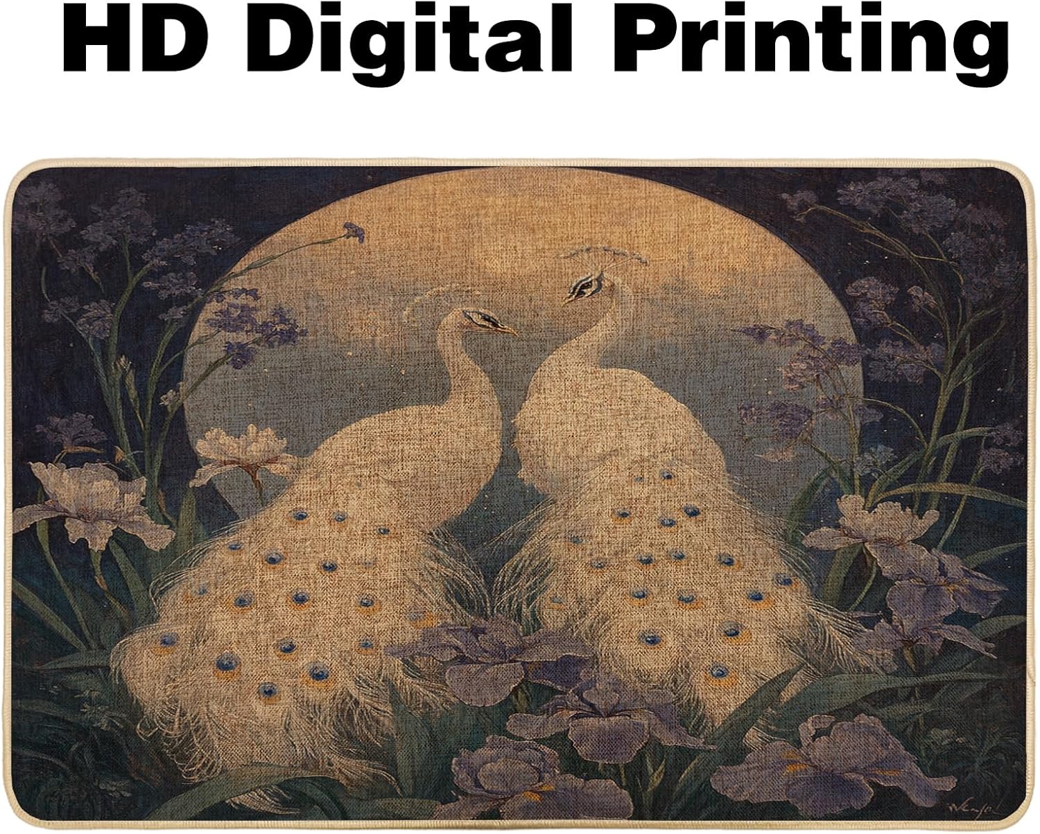 Elegant Peacock Doormat, Golden Feathered Front Door Mat for Outdoor & Indoor Decor, Waterproof Non-Slip Dust Absorbent, Easy Clean, Spring Garden Design 29x17 Inch