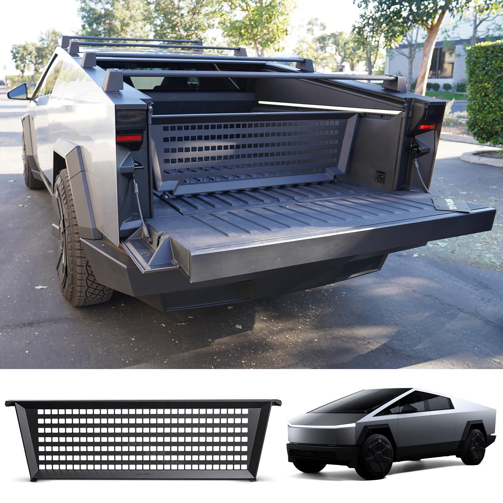 TESCYBERMODS Truck Bed Divider for Cybertruck Accessories Cargo Divider Aluminum Molle Pa…
