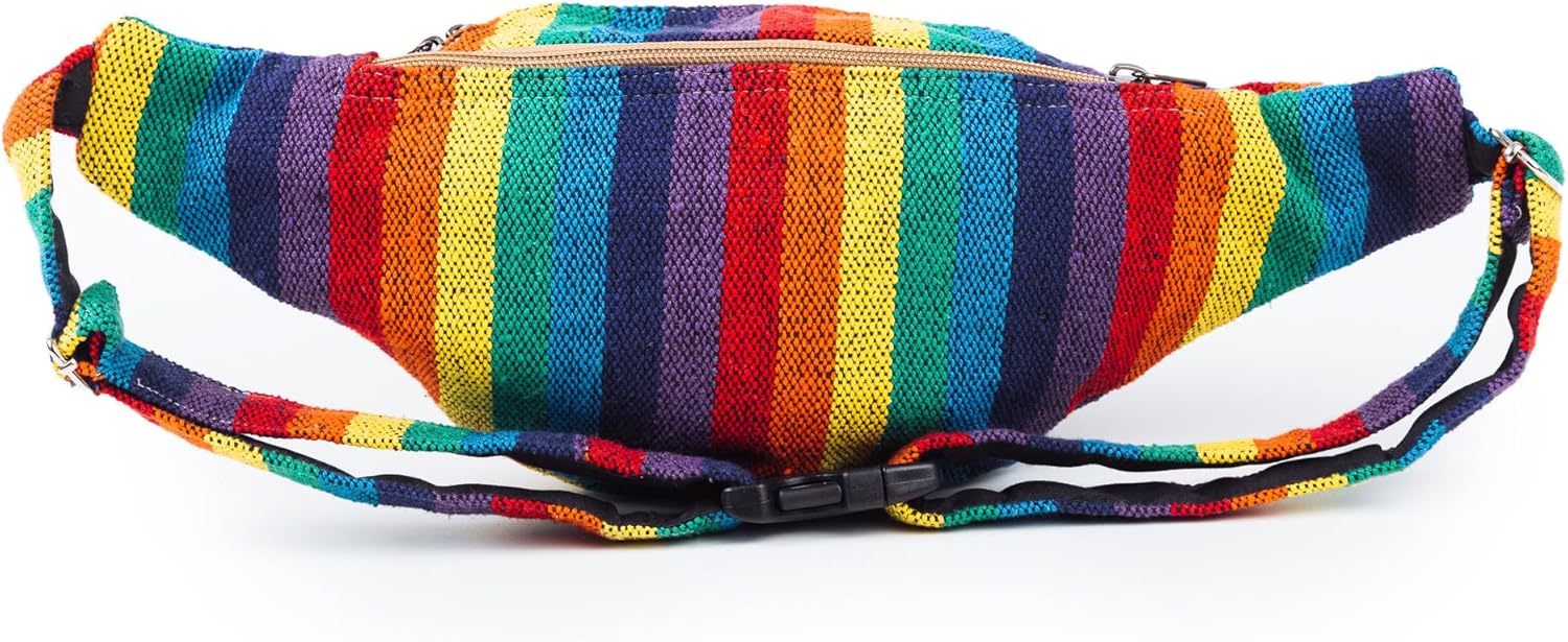 Freakmandu Eco-Friendly Boho Hippie Style Hemp Fanny Pack Hip Waist Bag for Hiking Running Jogging (Beatnik) - Image 3