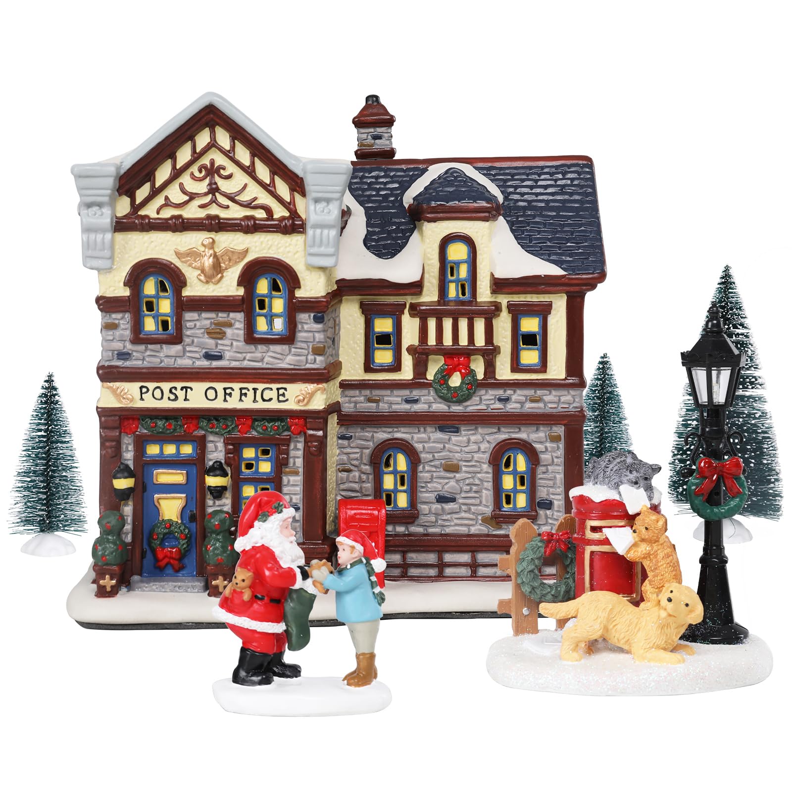Maisons de village de Noël en céramique pour illuminer votre table de réveillon en famille