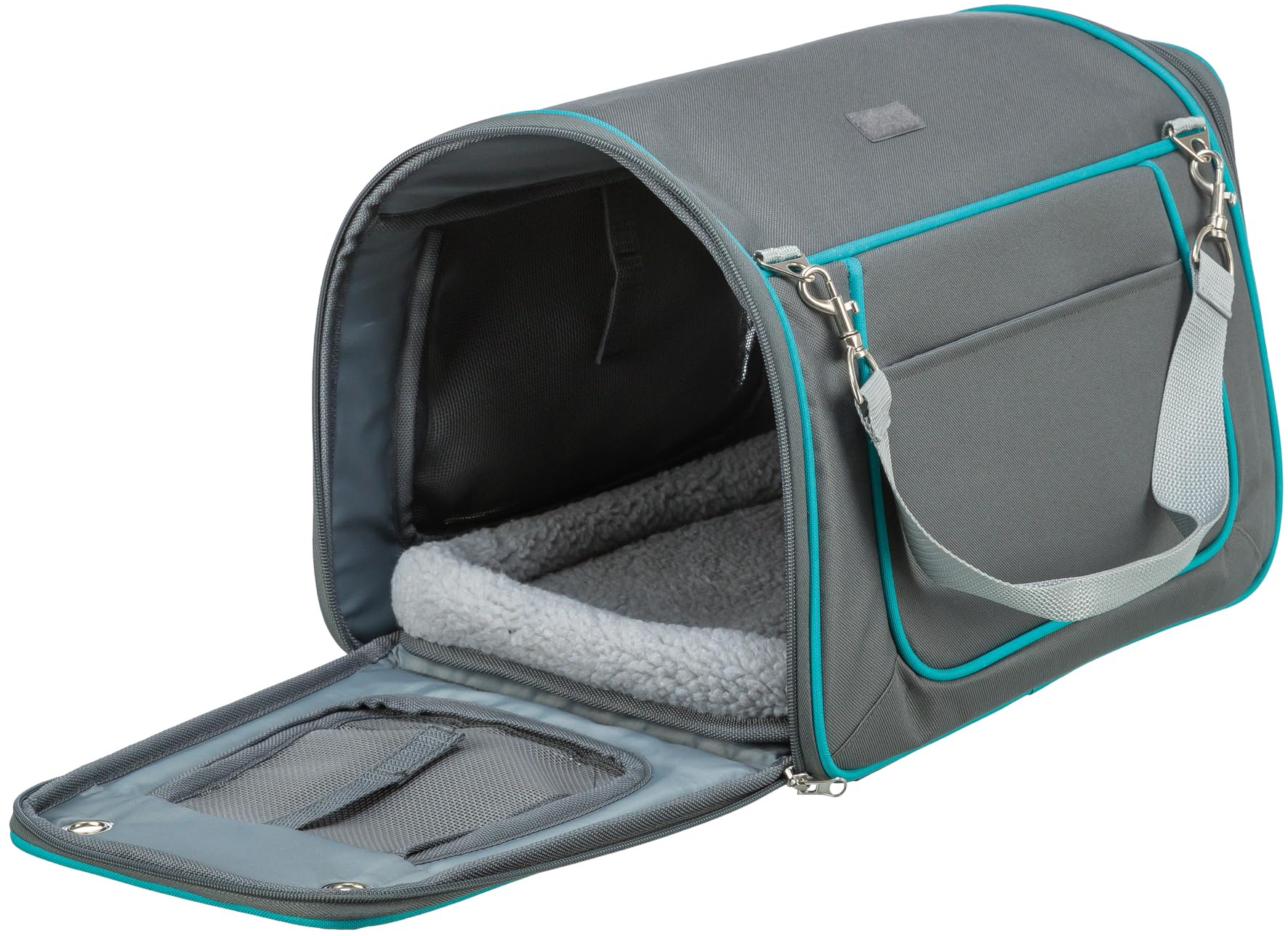 TRIXIE living and transport bag Vicky for dogs in grey/turquoise, practical carrier bag for transporting your pet - Image 2