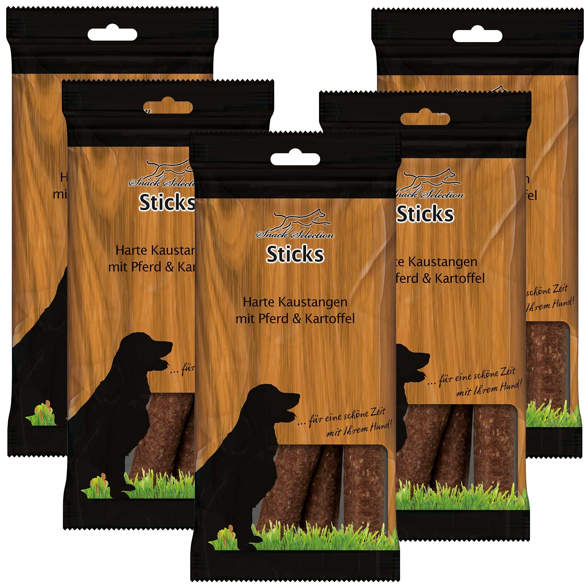 Schecker Hundesnack - Harte Kaustangen mit Pferd & Kartoffel - Hart - aus einem Reis Kartoffel Teig - 5 x 200 g