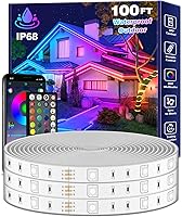 Vista 8 de Luces RGB permanentes para exteriores de 300 pies - IP67 impermeable con control remoto de aplicación inteligente, modos de escena de bricolaje