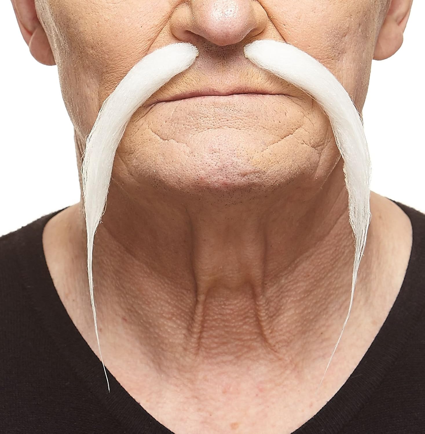 Mustaches Self Adhesive Fake Mustache, Novelty, Chinese False Facial Hair, Costume Accessory for Adults, Salt and Pepper Color