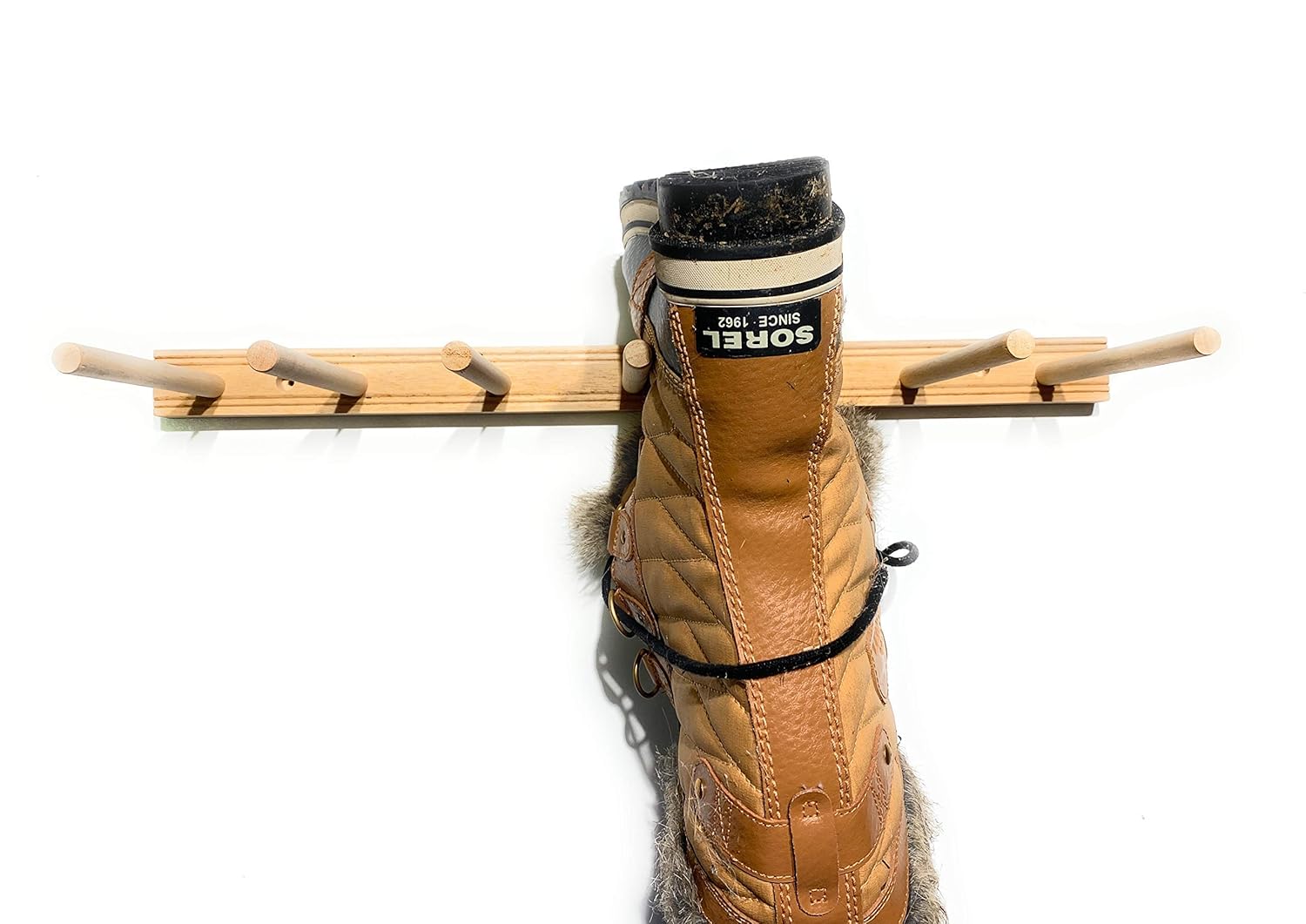 Reclaimed Solid Wood Boot Rack and Drying Rack Display Holds 2 to 3 Pairs of Boots Dark