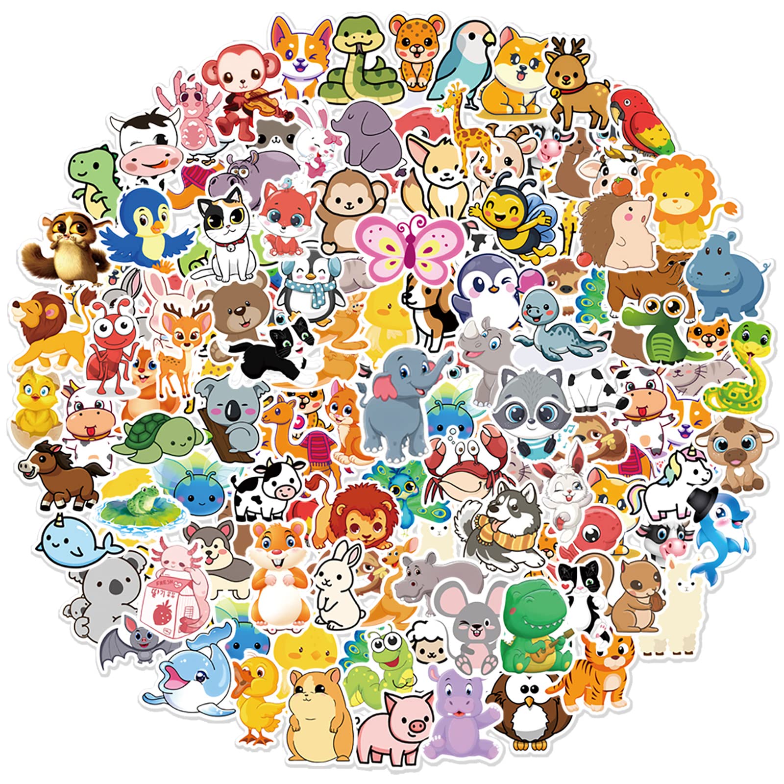 swanticker 100 cute kids animal stickers, colorful VSCO waterproof stickers, cute aesthetic animal stickers, laptop, water bottle, mobile phone, guitar, skateboard stickers for teenagers, boys and girls, vinyl student stickers