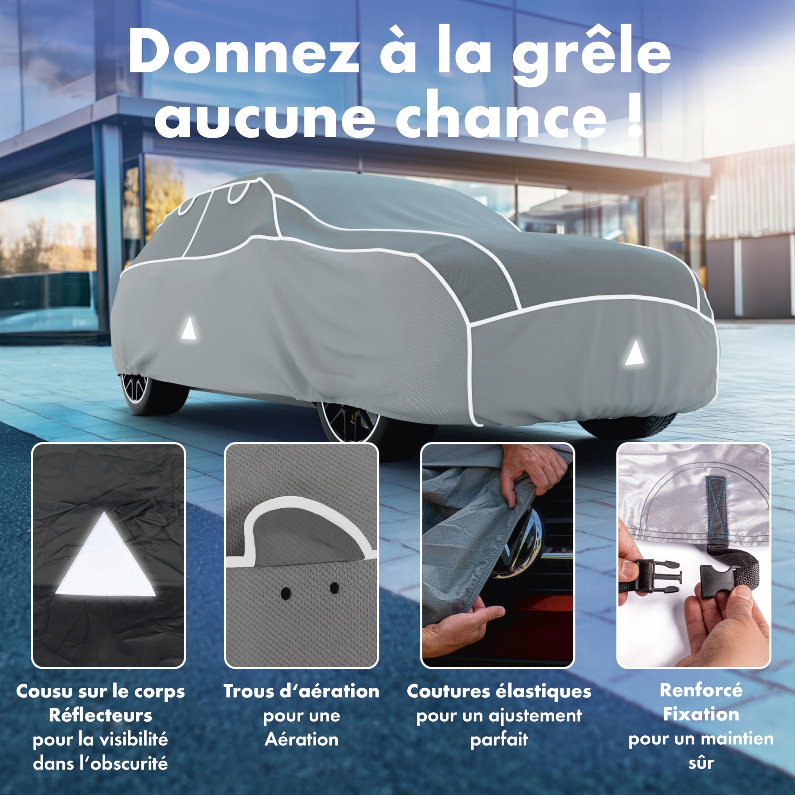 WALSER Premium Bâche de Voiture Anti-grêle Hybrid UV Protect SUV, Récompense Très Bon* Housse Voiture Anti-grêle imperméable et résistant aux UV, Certifié par Le TÜV Autriche* bâche SUV/Van Taille 7