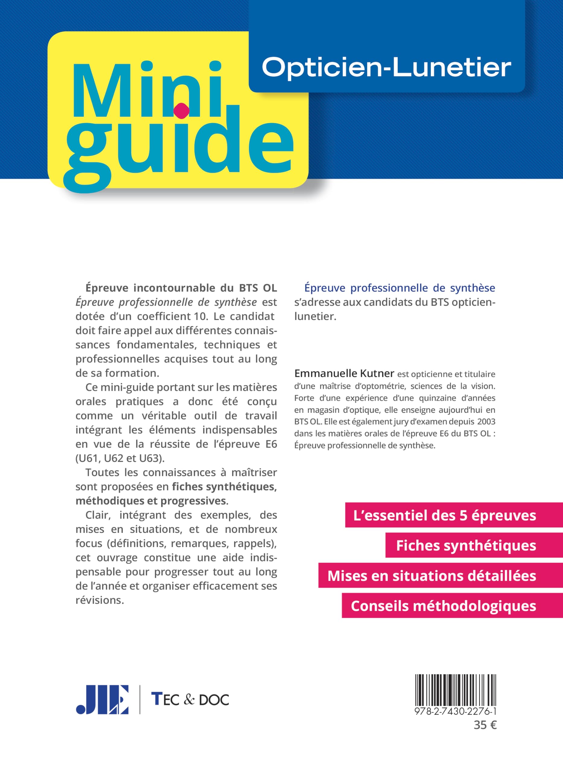 Épreuve professionnelle de synthèse (Opticien-Lunetier): Fiches pour préparer l'épreuve 6 du BTS OL