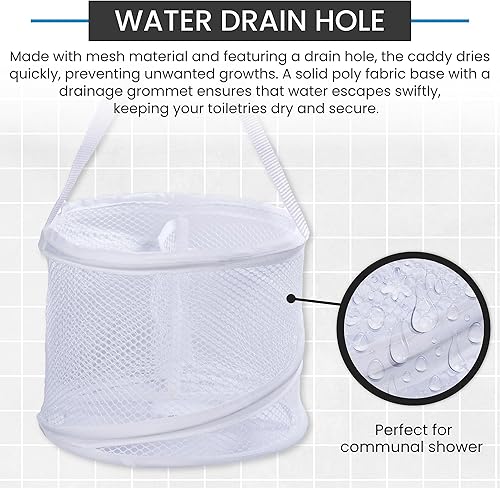 Miniatura 5 de Organizador personal de baño de 8" x 6", con 3 compartimientos grandes para organizar accesorios y con un agujero de drenaje en la parte inferior y