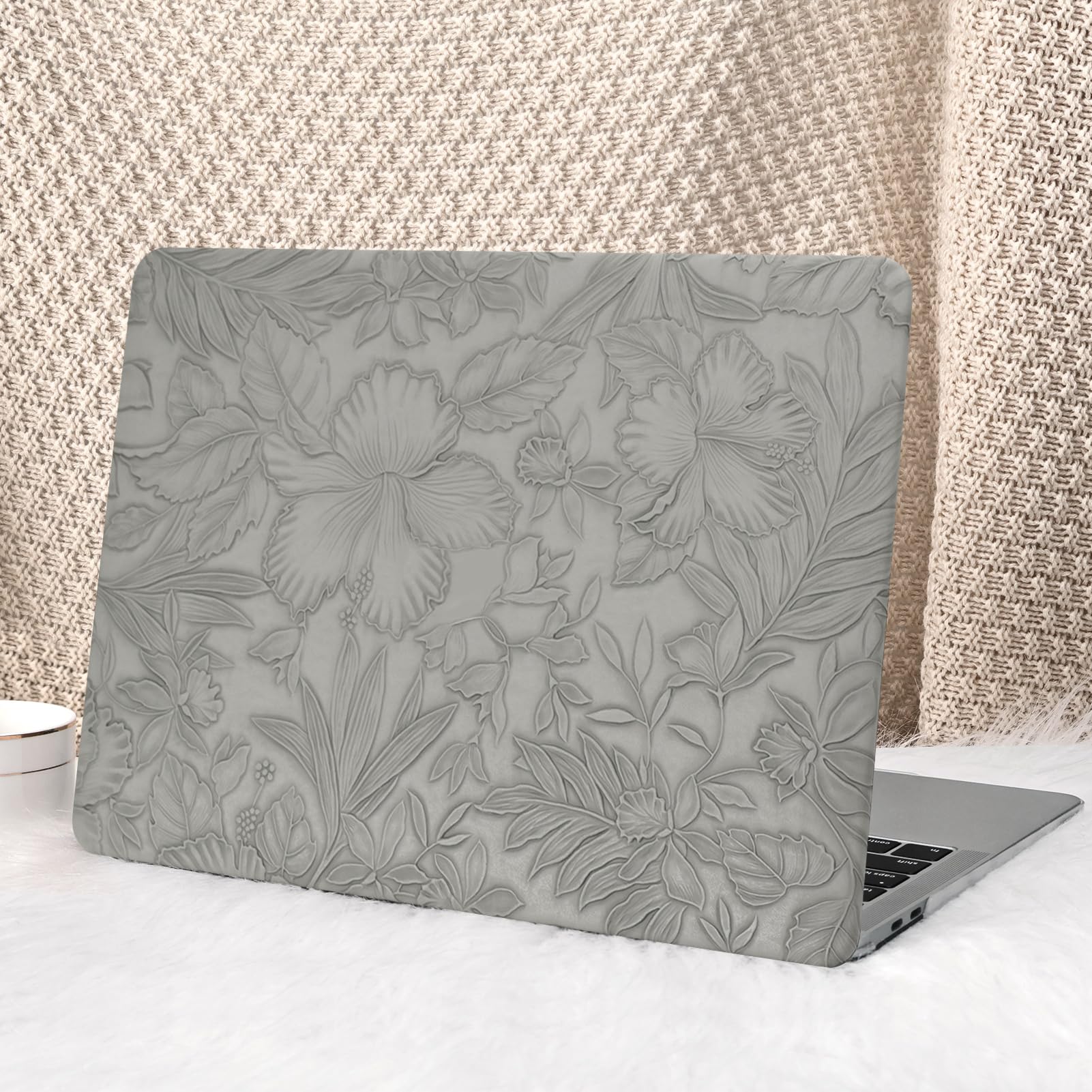 Seorsok Compatible with MacBook Pro 13 inch Case M2 2023,2022,2021-2016 A2338 M1 A2251 A2289 A2159 A1989 A1708 A1706,Leaves Flowers Leather Hard Shell