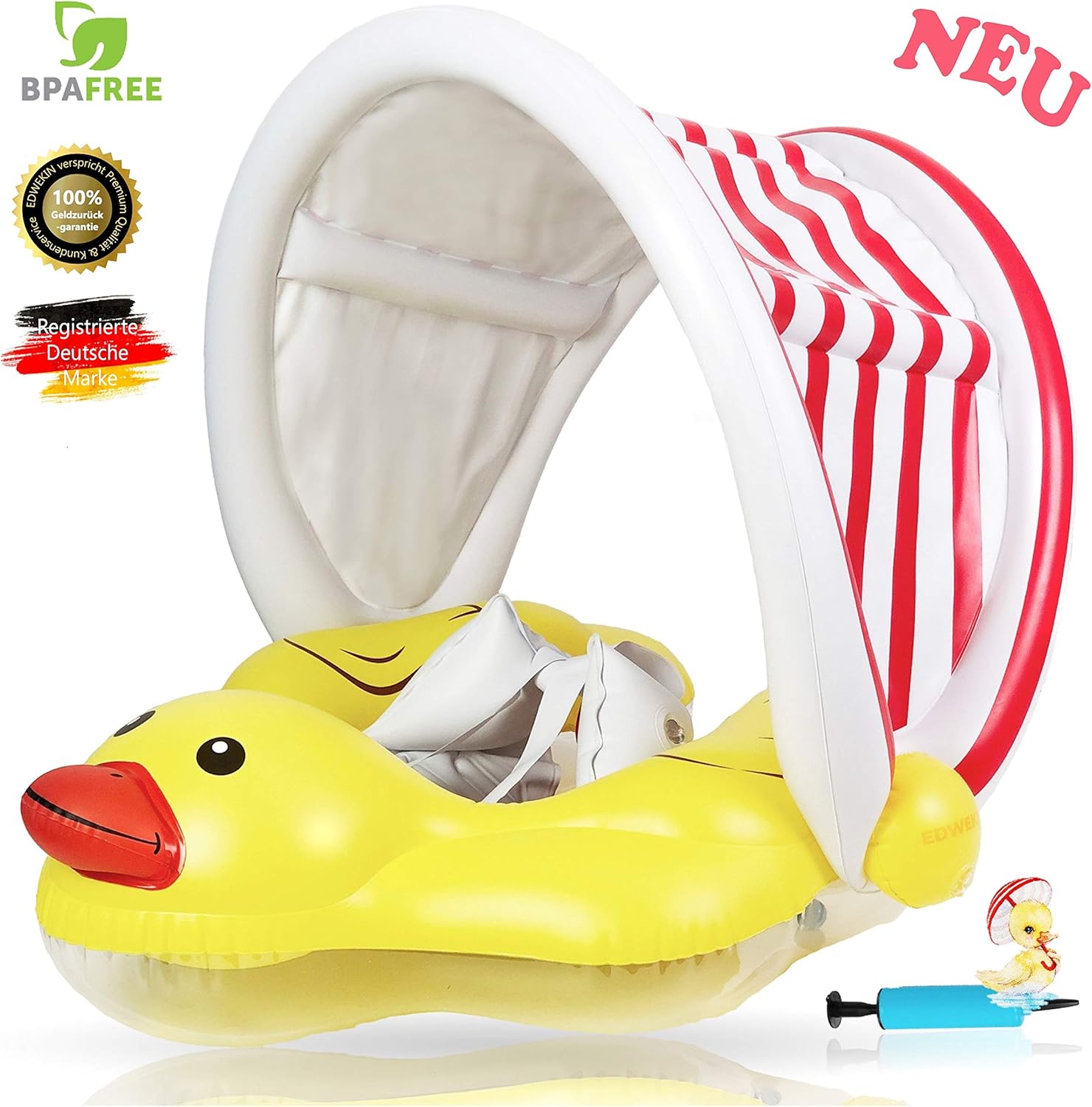 Taille S Edwekin Appareil De Natation Unique Pour Bebe Avec Pare Soleil Amovible Bouee Pour Bebe Et Tout Petit Bouee De Natation Pour Bebe Avec Protection Solaire Jeux De Plein Air Et Sports Jeux