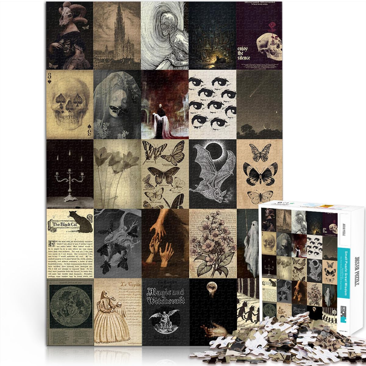1000 Piece Jigsaws for teenagers Puzzle retro dark collage Educational Games Home Decoration 26x38cm Suitable for couples for and Age 14 — image 1