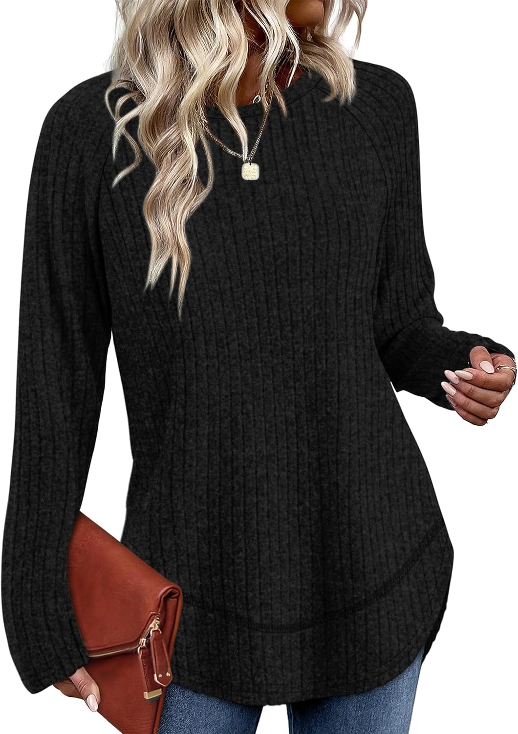 WIHOLL Long Sleeve Shirts for Women 2026 Fall Sweaters Lightweight Casual Tunic Tops Loose Fit Winter Clothing S-2XL - Image 2