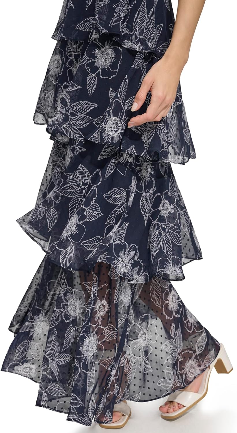 Tommy Hilfiger Womens Sleeveless Halter Neck Tiered Maxi Dress - Image 4