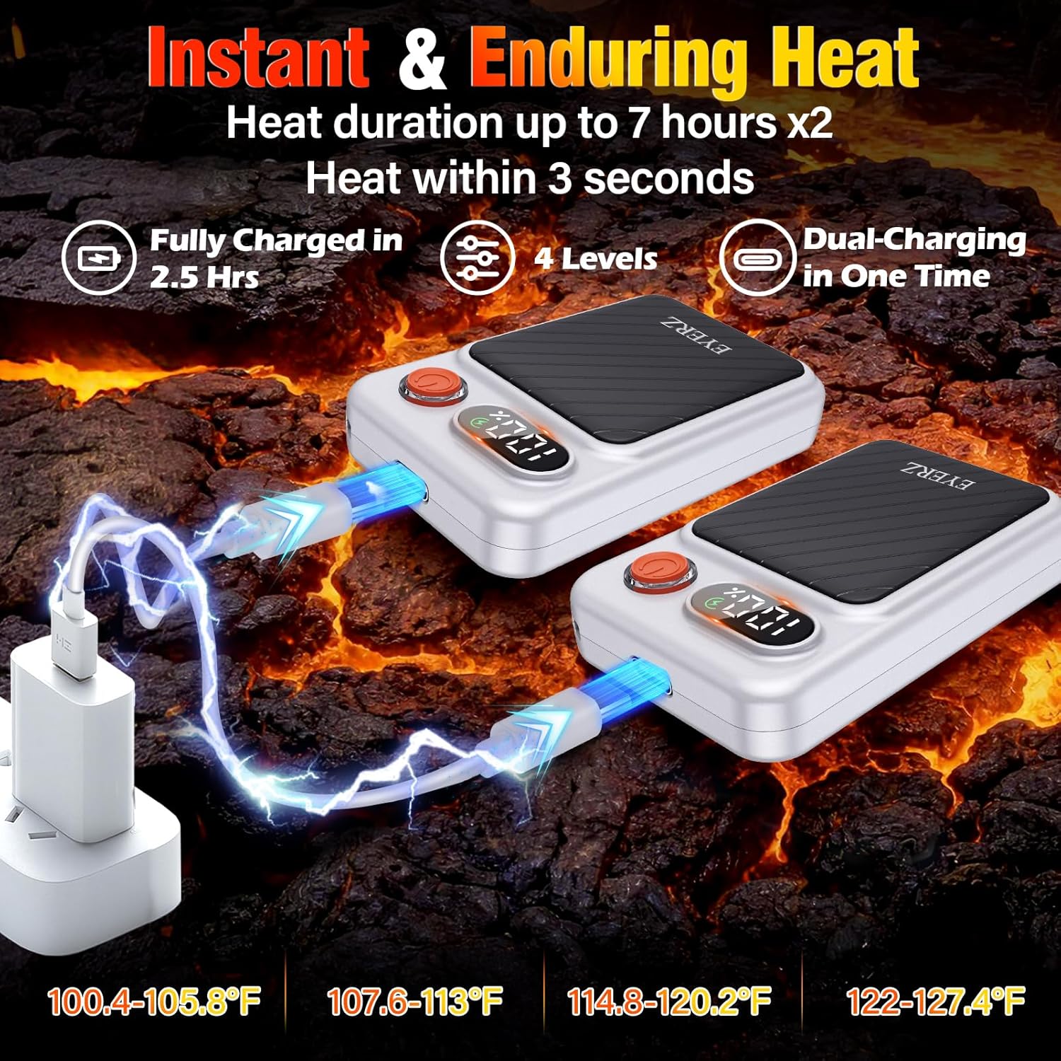 Electric Hand Warmers Rechargeable 2 Pack, Magnetic AI Hand Warmers with LED Display & 4 Levels, Portable Pocket Heater, Gifts for Christmas, Camping, Golf, Raynauds, Hunting, Women & Men - Image 3