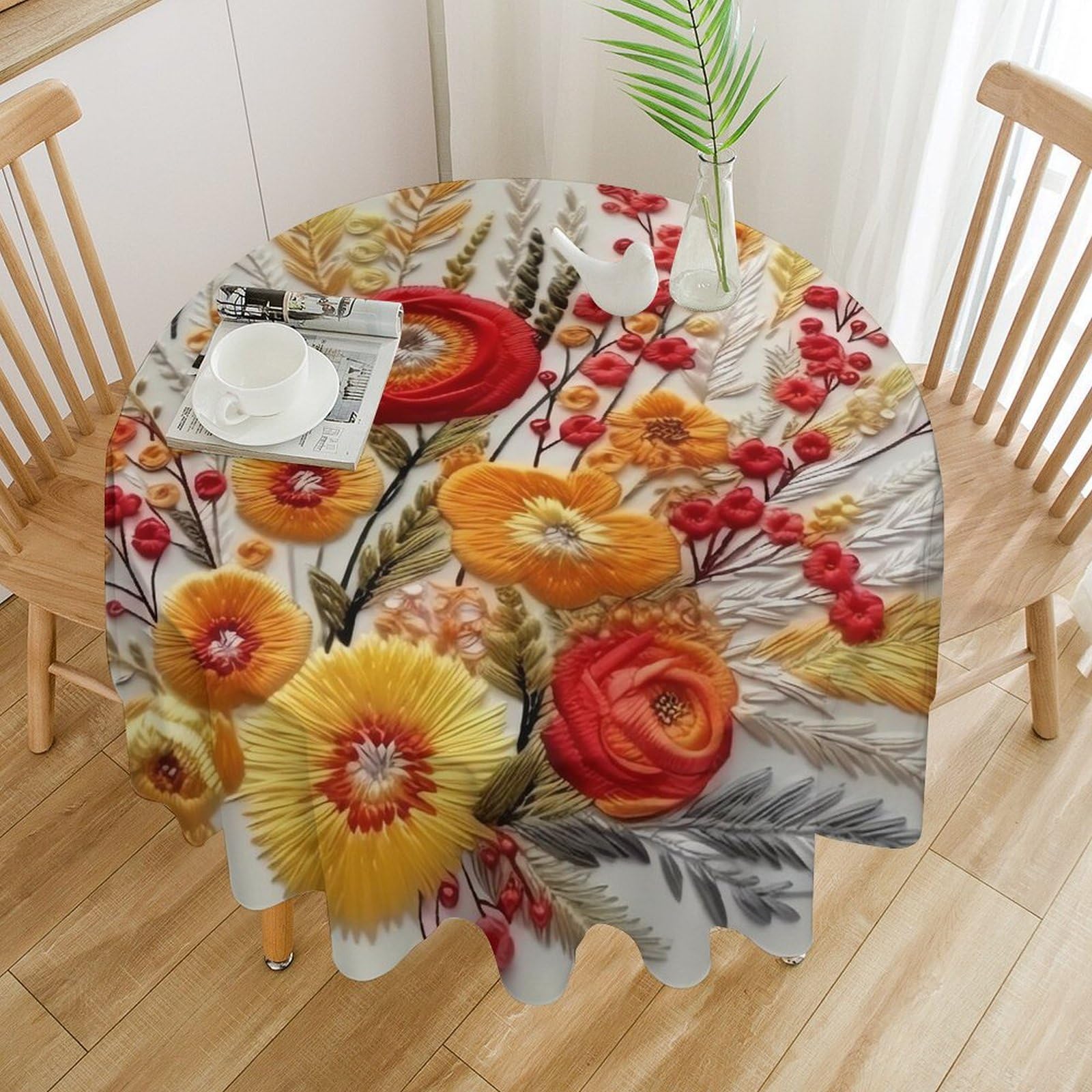 Nappes de table rondes imperméables contre les taches de gras pour repas de terrasse et mariage