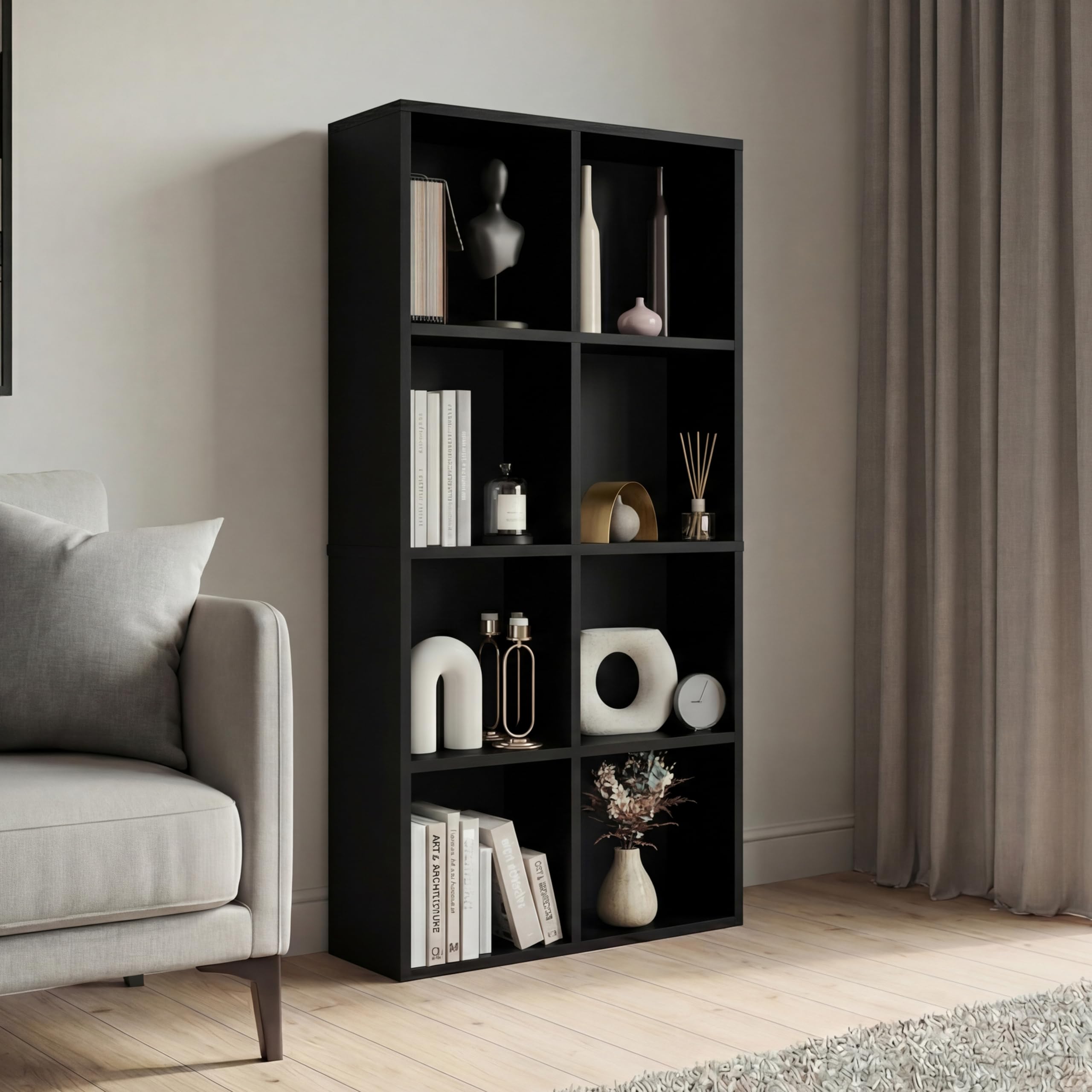 Vida Designs 8 Cube Storage Unit, Black, Wooden Shelving Display Storage Unit Office Living Room Furniture โ image 1