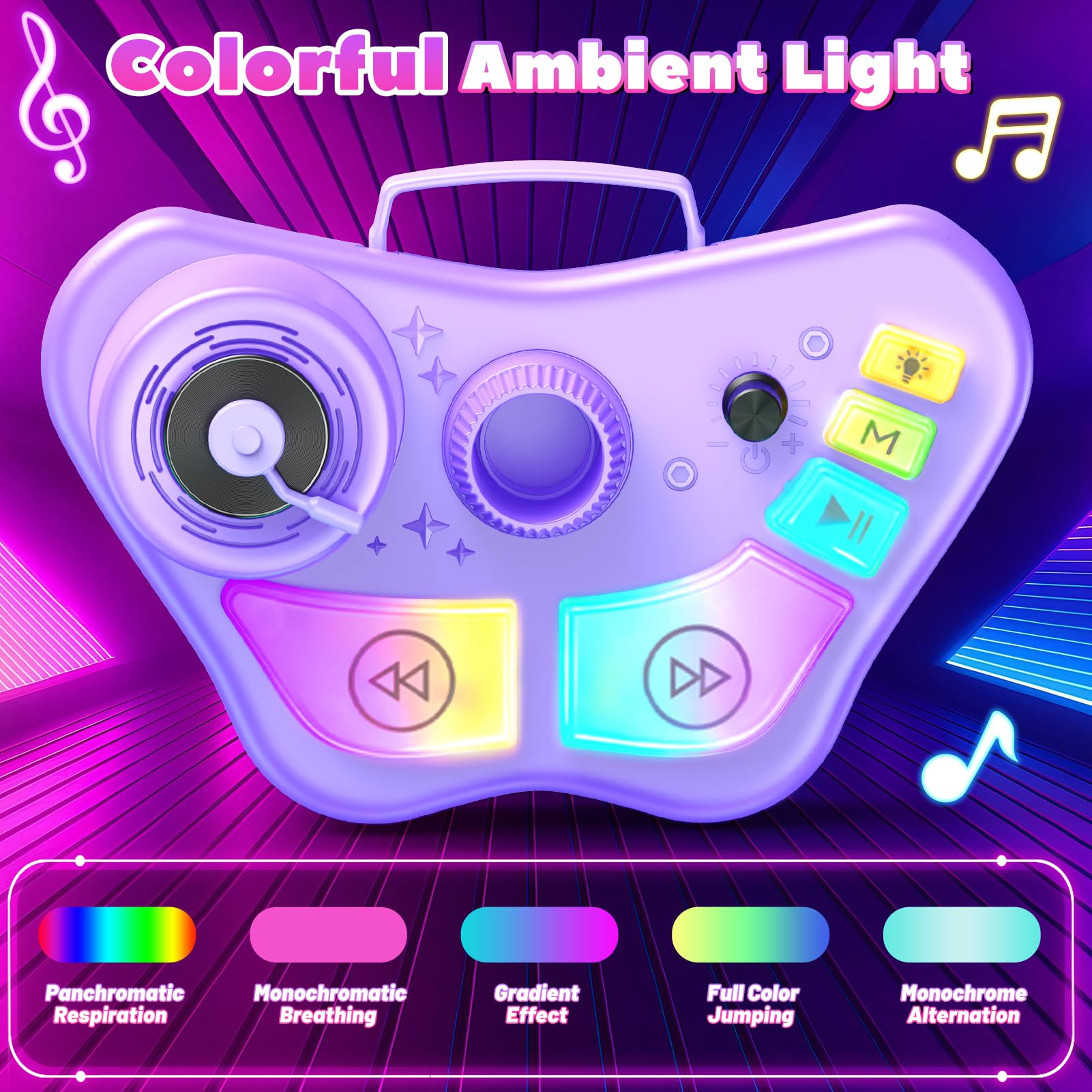 Wiederaufladbare Karaoke-Maschine, Spielzeug für Kinder, mit 2 kabellosen Mikrofonen, Weihnachts-Mikrofon, Geschenke für 3, 4, 5, 6, 7, 8 Jahre alte Mädchen, Enkelkinder, Bluetooth-Lautsprecher mit