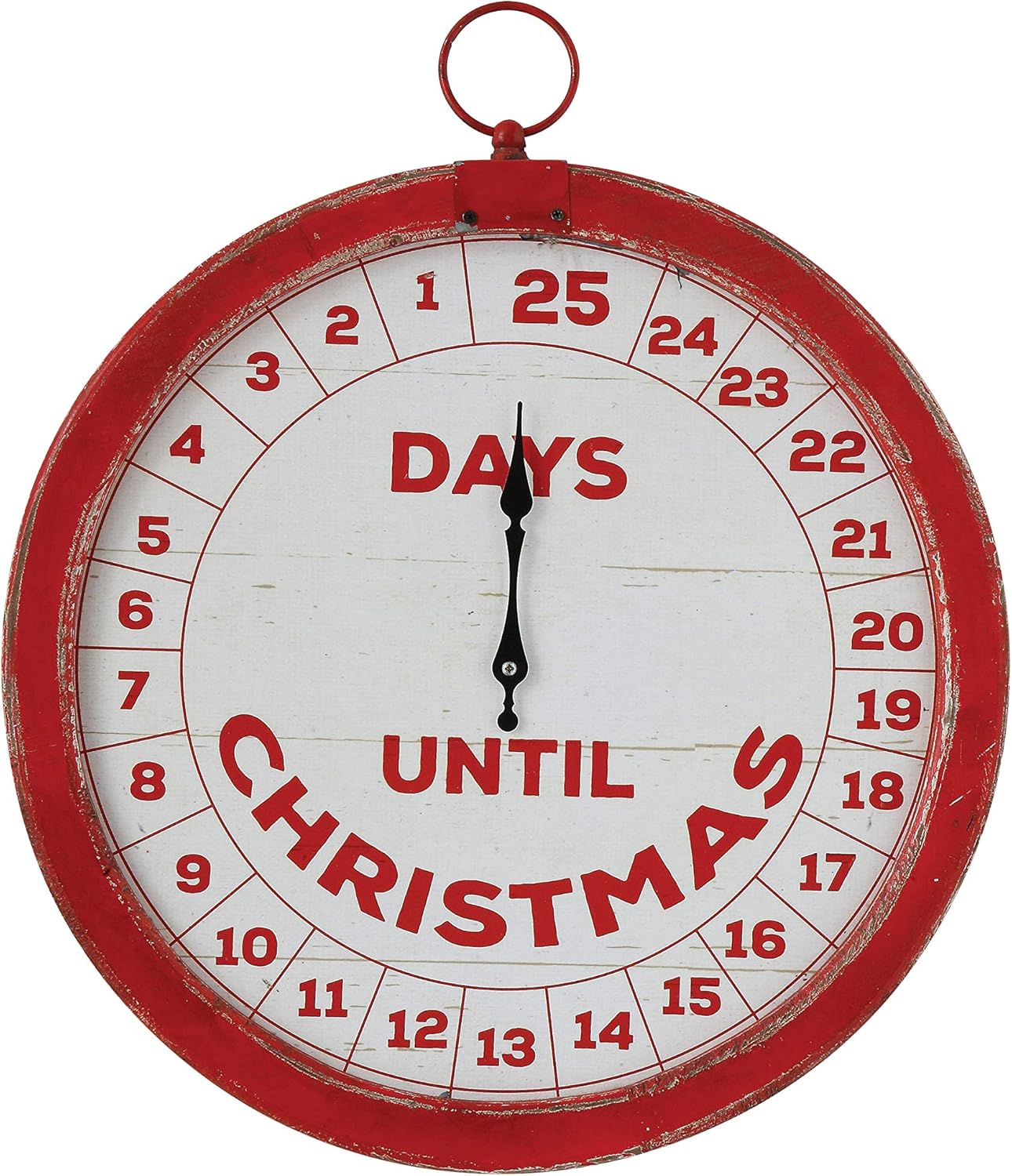 Creative Co-Op Days Until Christmas Distressed Red & Cream Wood Countdown Wall Décor