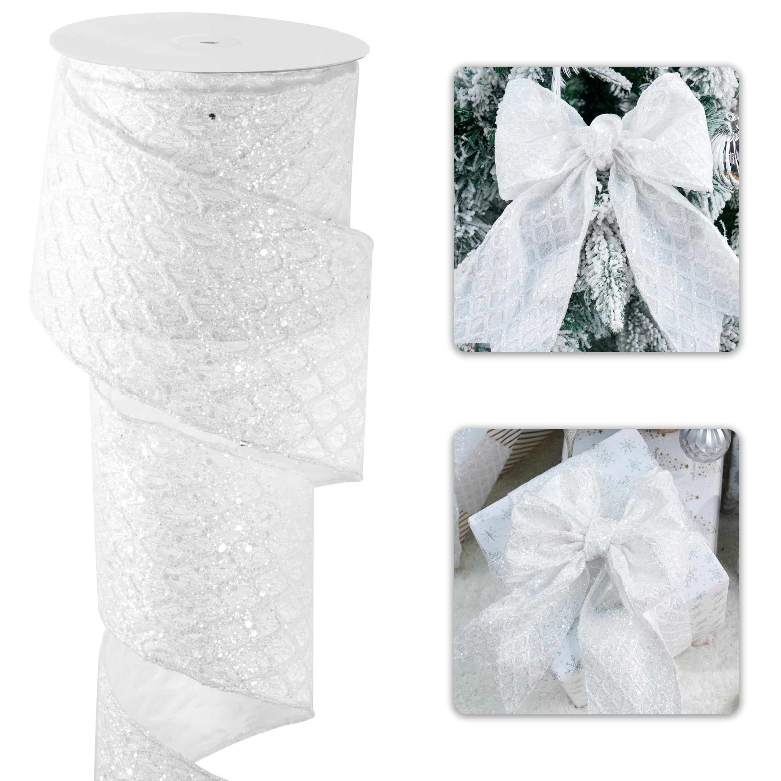 Amazon.com: LIZLOVESS White Christmas Ribbon 4