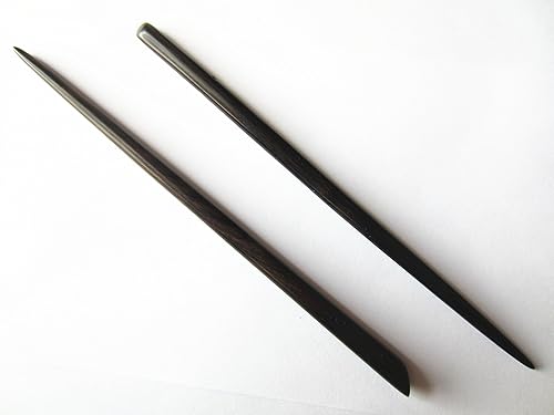 Miniatura 2 de Zz-bs-zg - 2 unidades de palillos para el cabello de ébano natural (sándalo negro) hecho a mano, tallados a mano, chal, paquete de 2 unidades