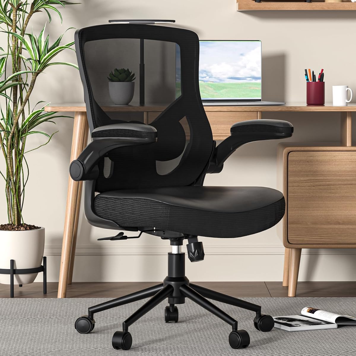 Ergonomic Office Desk Chair with Waterfall Seat and S-Shaped Back for Lower Back & Leg Pressure Relief, Comfortable for 8+ Hours Sitting