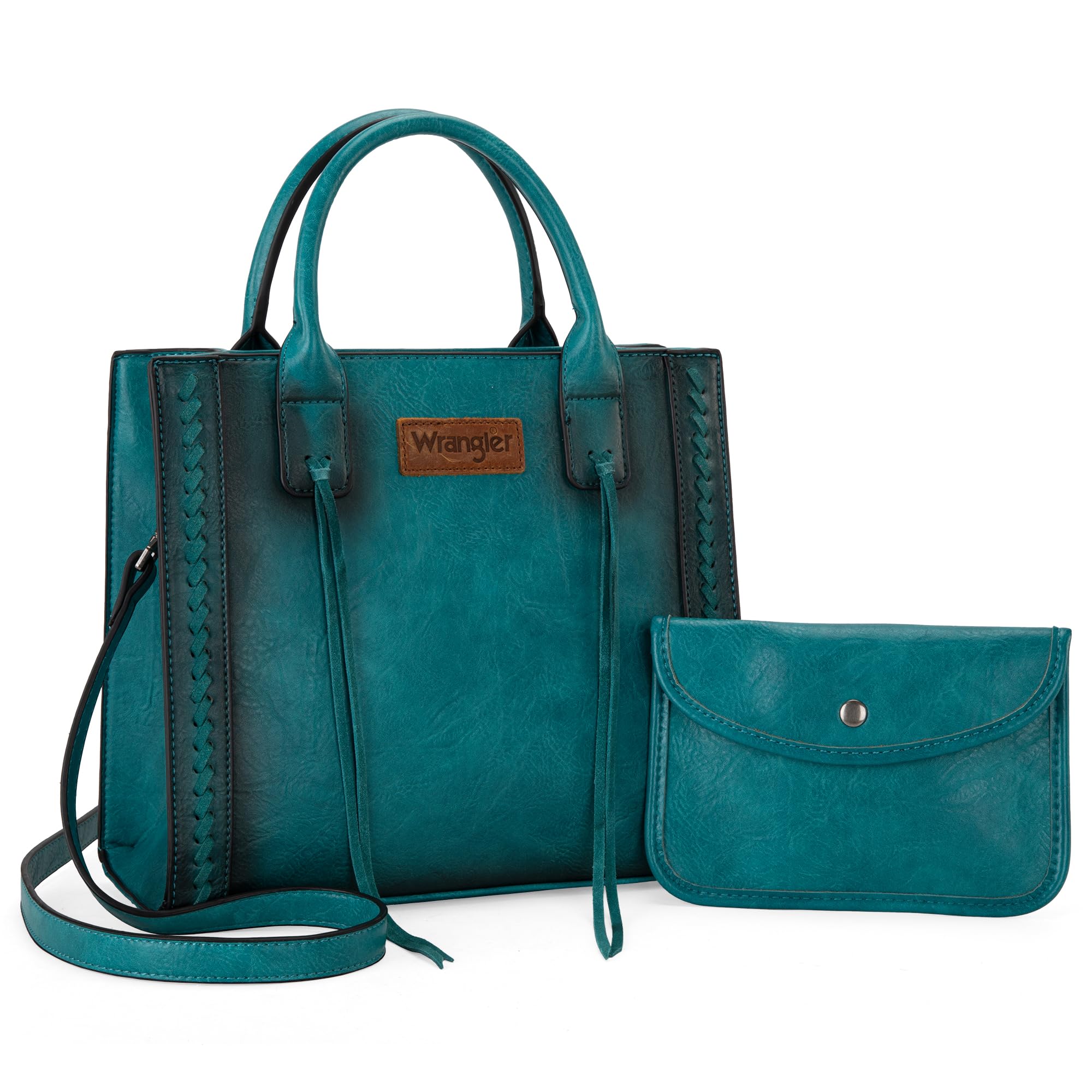 Wrangler Tote Bag Western Cowhide Purse and Wallet Set