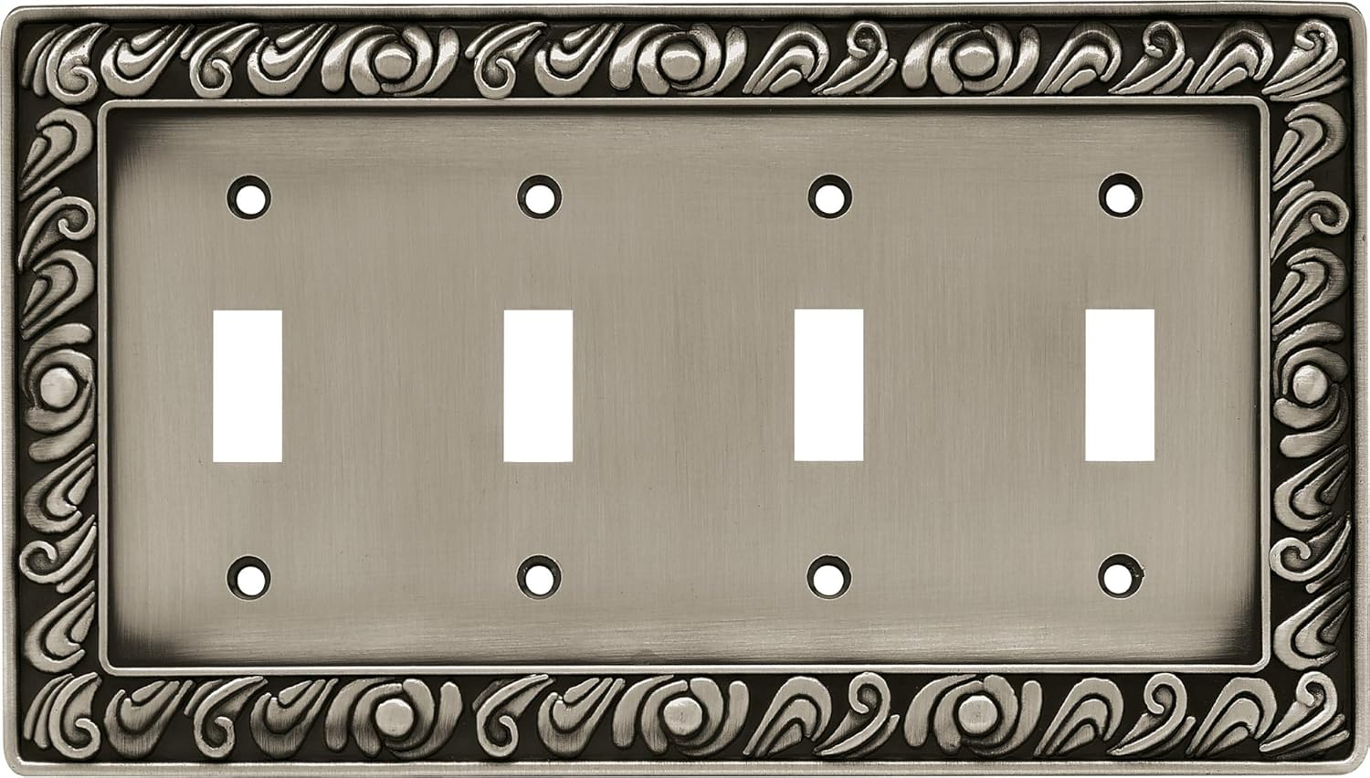 Franklin Brass 64041 Paisley Quad Toggle Switch Wall Plate/Switch Plate/Cover, Brushed Satin