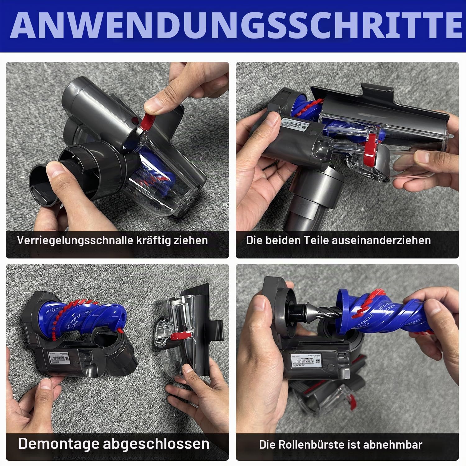 Anti-Tangle Tierhaarbürste für Dyson V12 Slim SV20 – Staubsauger Zubehör für Matratzen, Polster & Tierhaare, kompatibler Ersatzaufsatz