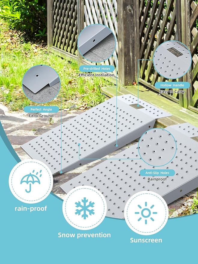 Rampas de carga para cobertizo, 2 piezas, 29" L, 48" W, capacidad 1500 lbs miniatura 6