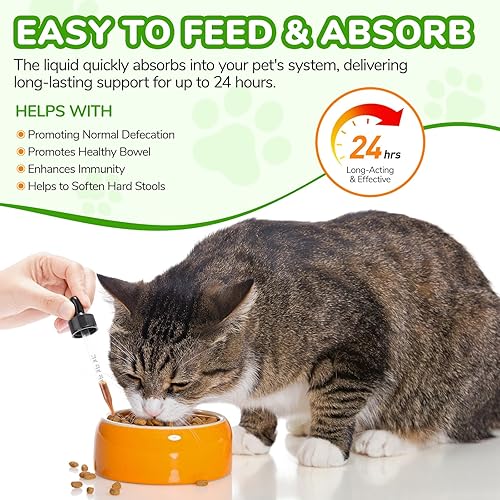 Miniatura 6 de Alivio del estreñimiento del gato, laxante 100% natural para gatos, suavizante líquido de heces para gatos con 6 probióticos, promueve la salud