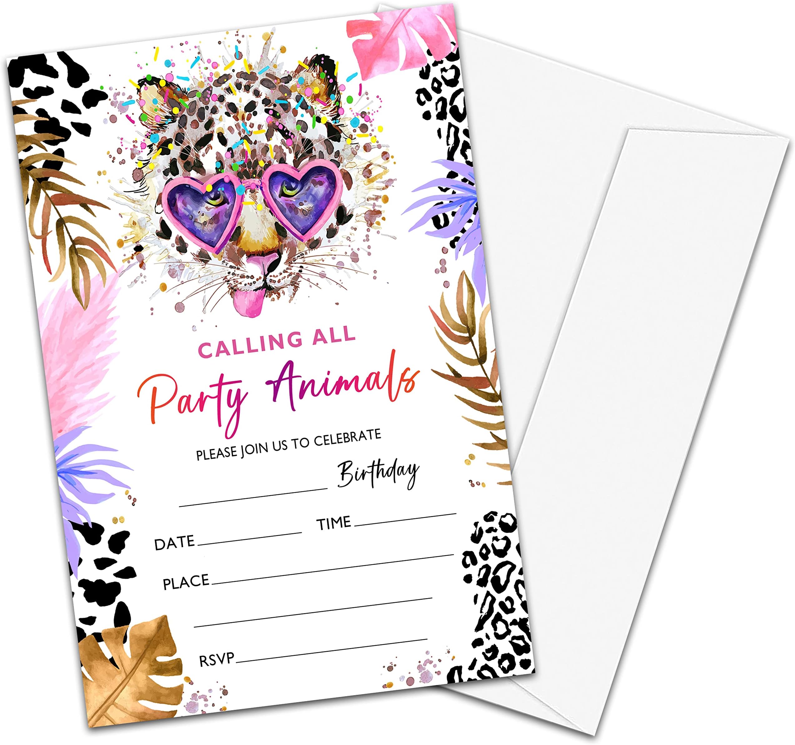 NYCTUG Party Animal Birthday Invitation Cards, Leopard Print Party