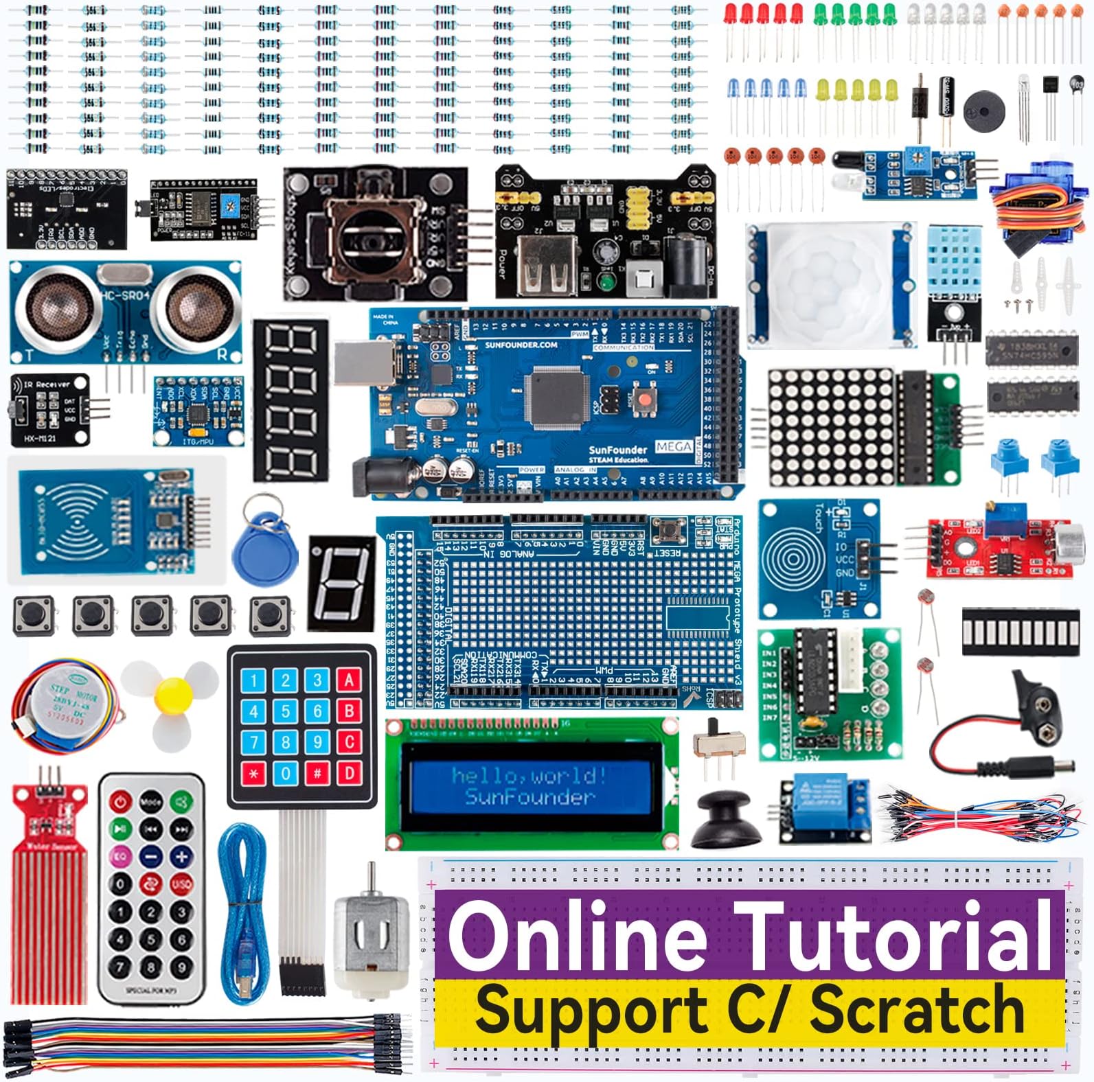 SunFounder Project The Most Complete Electrnoics Starter Kit Compatible with Arduino Mega R3 Nano, 73 Tutorials Included