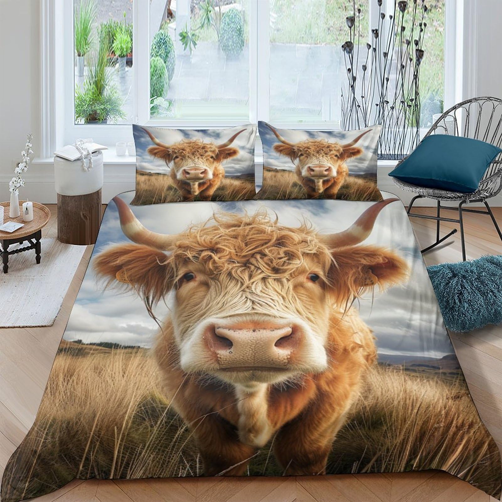 Parure de lit microfibre douce Highland avec housse de couette double 3D premium