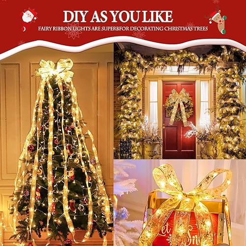 Miniatura 5 de 120 luces LED de 39.4 pies para decoración de árbol de Navidad, cinta de Navidad, tira de luces de cobre con control remoto, 8 modos, cinta de luces