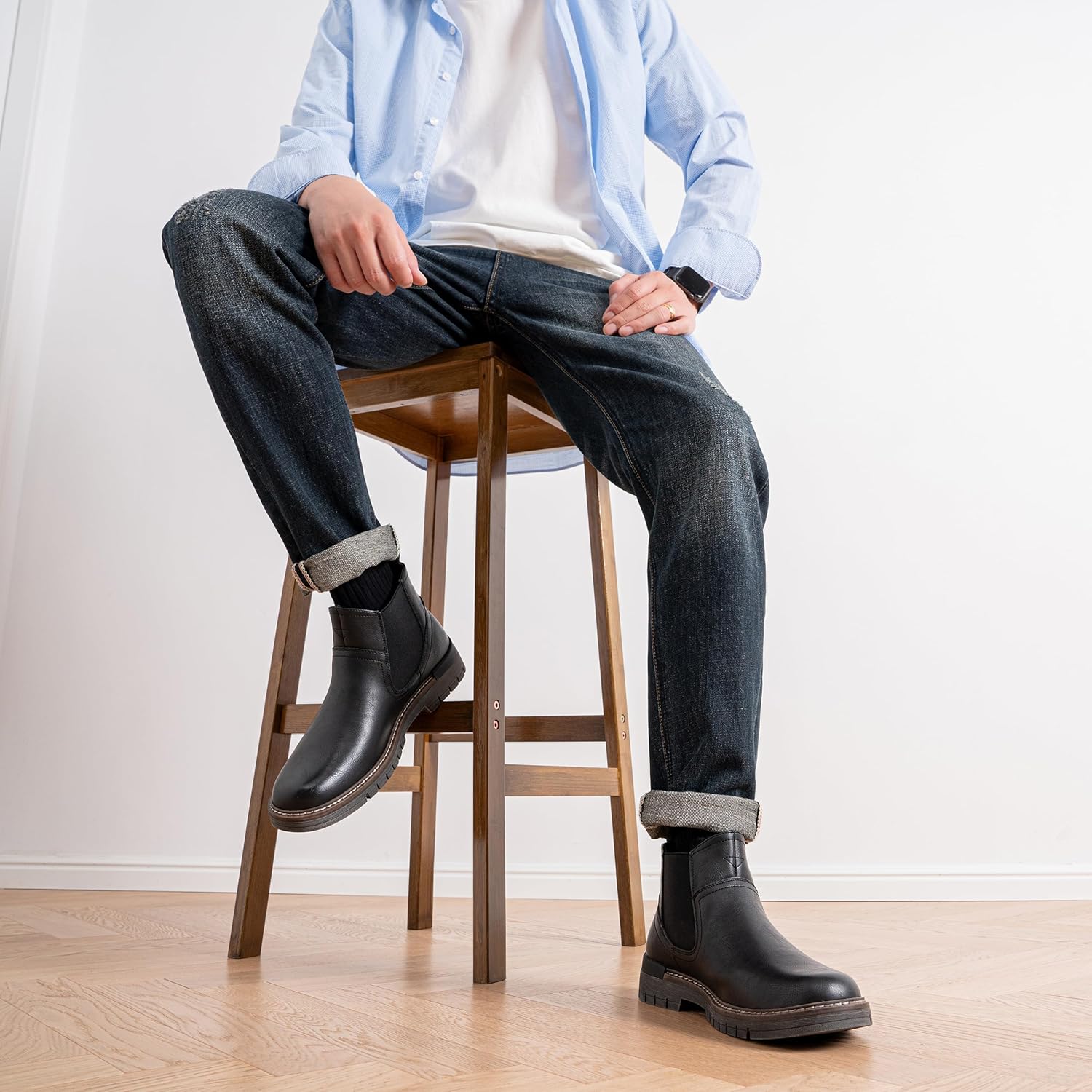 Jousen Chelsea Boots Casual Slip On Ankle Waterproof Mens Boots - Image 2