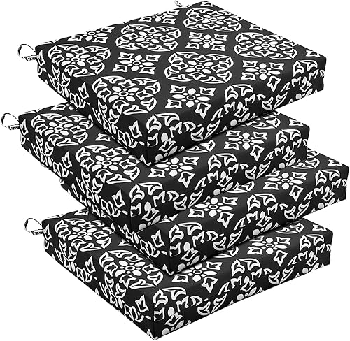 Vista 38 de Basic Beyond Juego de 4 cojines para sillas de exterior, cojines de exterior para muebles de patio, cojines resistentes al agua para sillas de patio