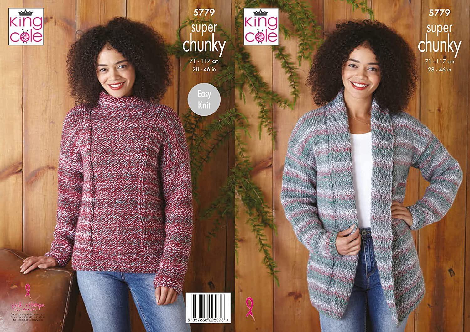 King Cole Women's Multicolor Christmas Super Chunky Knitting Pattern 5779 - Jackets, Sweaters Pattern - 28-46 Inches
