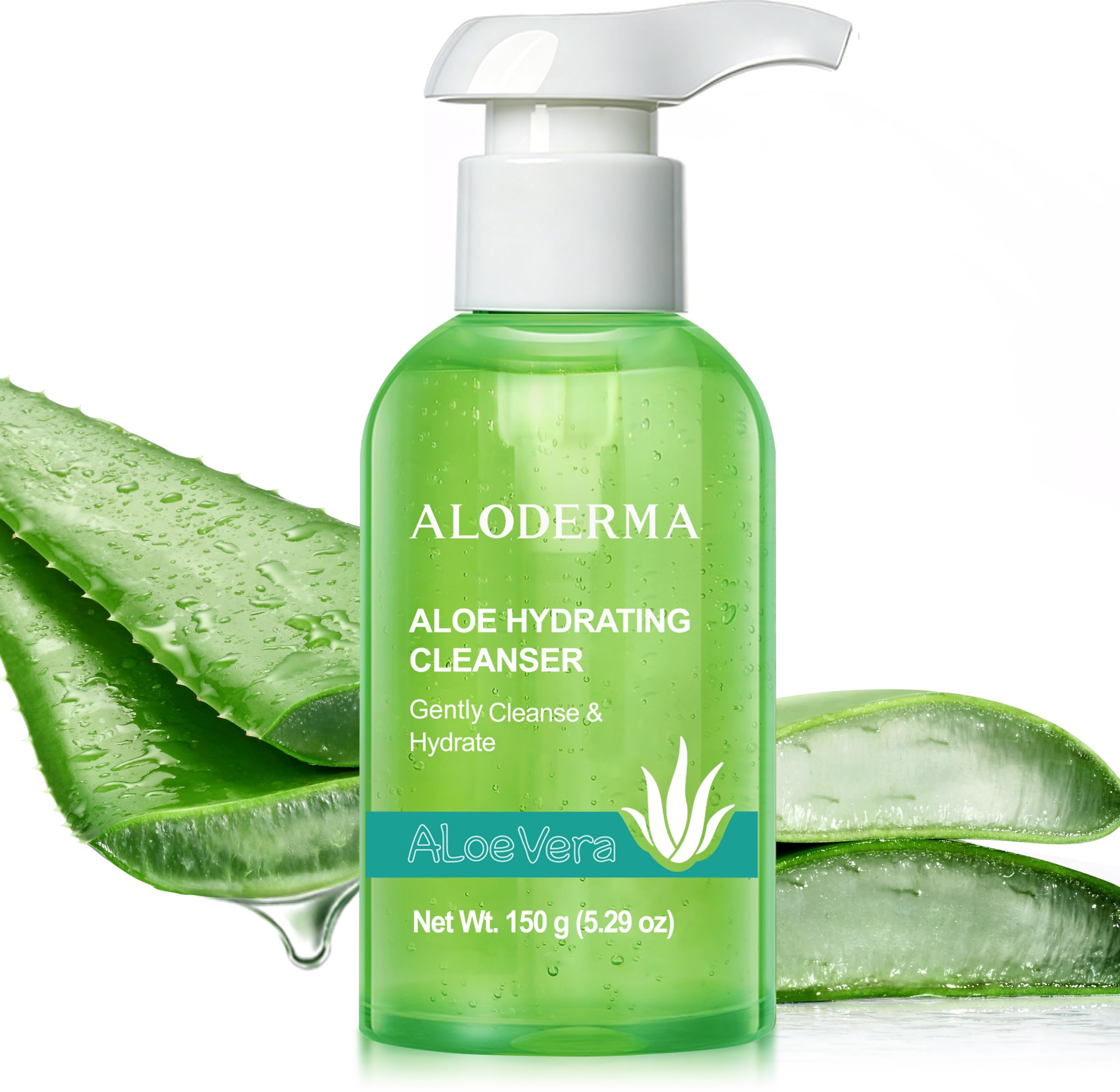 Aloderma Hydrating Face Cleanser, Aloe Face Wash for Dry Skin, 5.29 oz | Cruelty-free daily moisturizing facial wash with shea butter & vitamin E. pH
