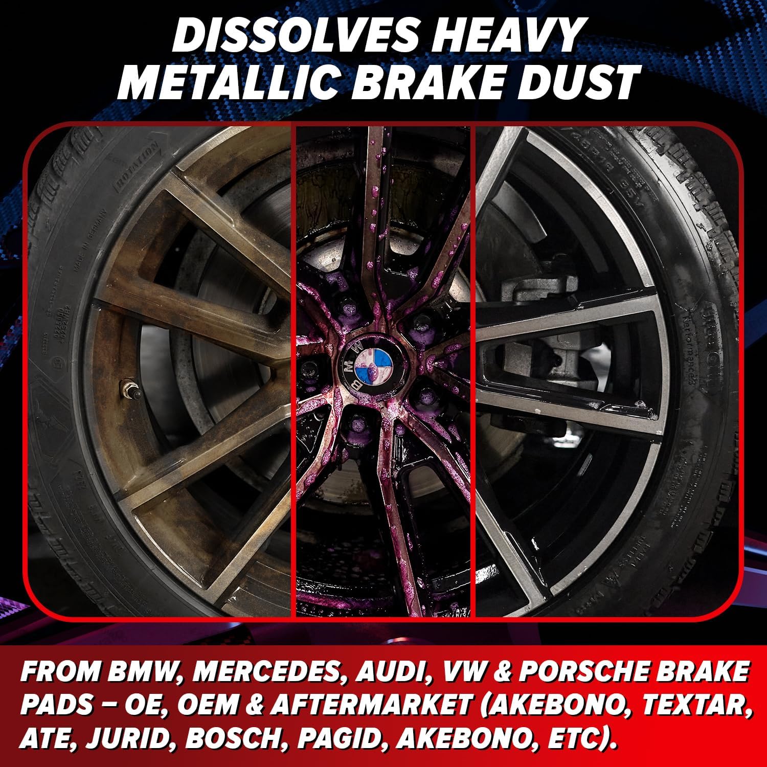 Carfidant Rim Reactor Wheel and Tire Cleaner Spray - Easily Removes Brake Dust & Grime - Safe for Aluminum, Chrome & Black Wheels - Ideal for BMW, Mercedes, Audi & Porsche Wheels - pH Neutral - 16oz - Image 5