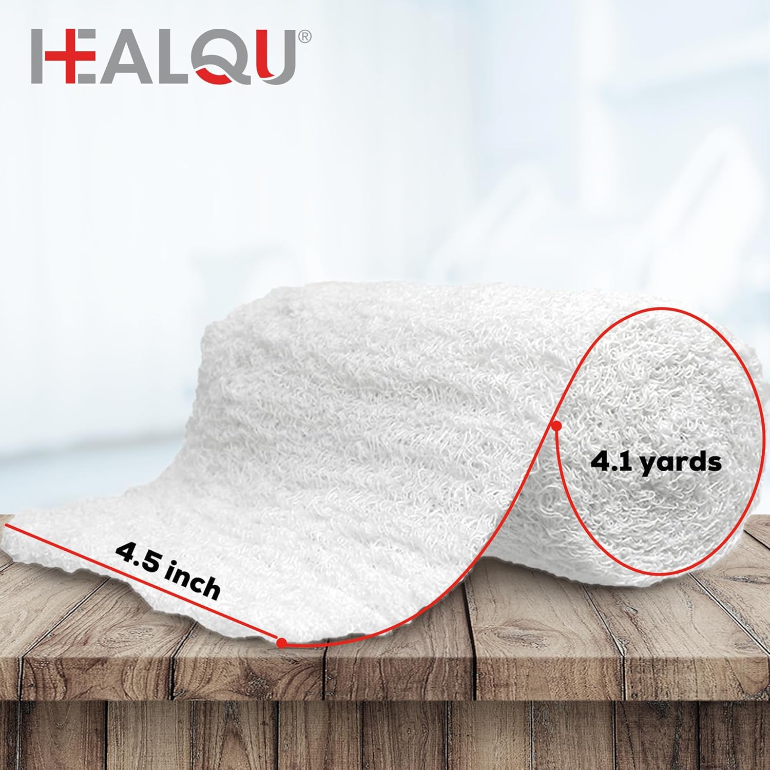 HEALQU Kerlix Type Gauze Bandage Rolls - 4 ½ in x 4.1 Yds, 6 Ply - 24 Single Sterile Pocuhes - Extra Absorbency, Latex Free, Hospital Grade Cotton Krinkle Fluff Bandage Wrap - Wound Care & First Aid