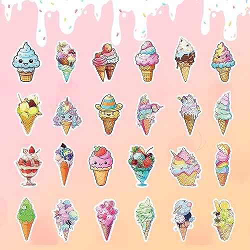 Miniatura 9 de Dorgua 50 calcomanías de helado de caramelo, diseño divertido de helado de caramelo, lindas calcomanías de postre de vinilo impermeables para niñas,